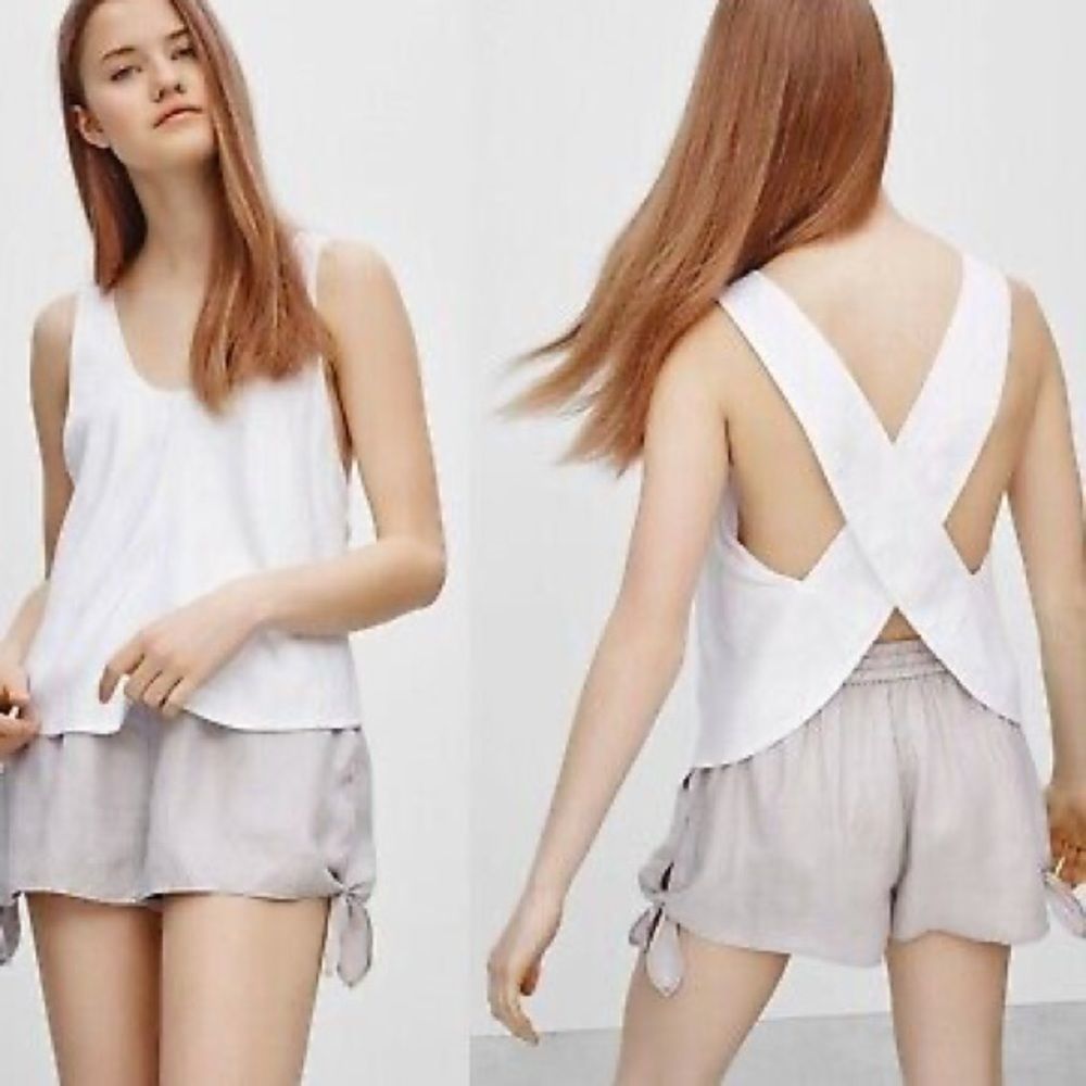 White Crisscross Back Tank Top - Women